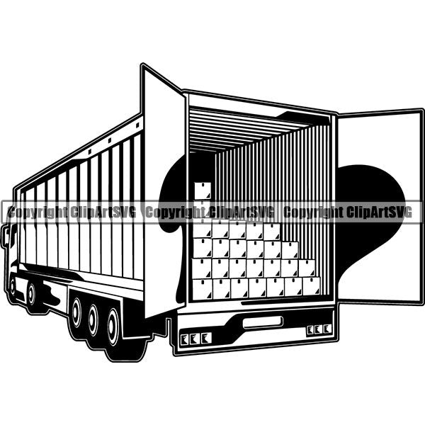 Truck Driver Trucking Trucker Driving Transportation Semi Tractor Trailer ClipArt SVG