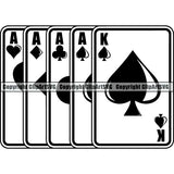 Game Poker Card Four Aces Flat ClipArt SVG