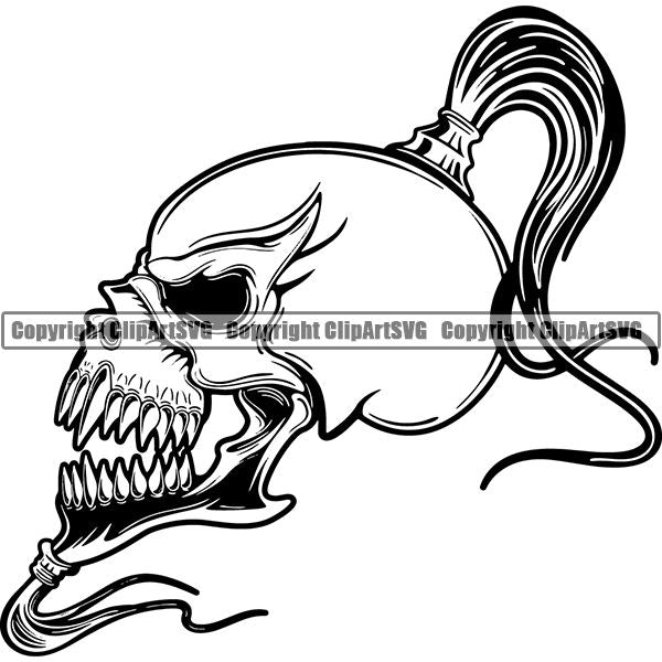Skull Skeleton Tattoo Tat ClipArt SVG