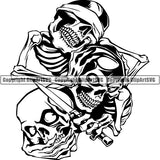 Skull Skeleton People See Hear Speak No Evil Tattoo Tat ClipArt SVG