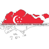 Country Flag Map Singapore ClipArt SVG