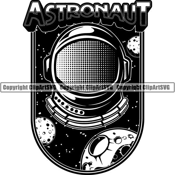 Astronaut Outer Space Shuttle Sci-Fi Science Fiction Logo ClipArt SVG
