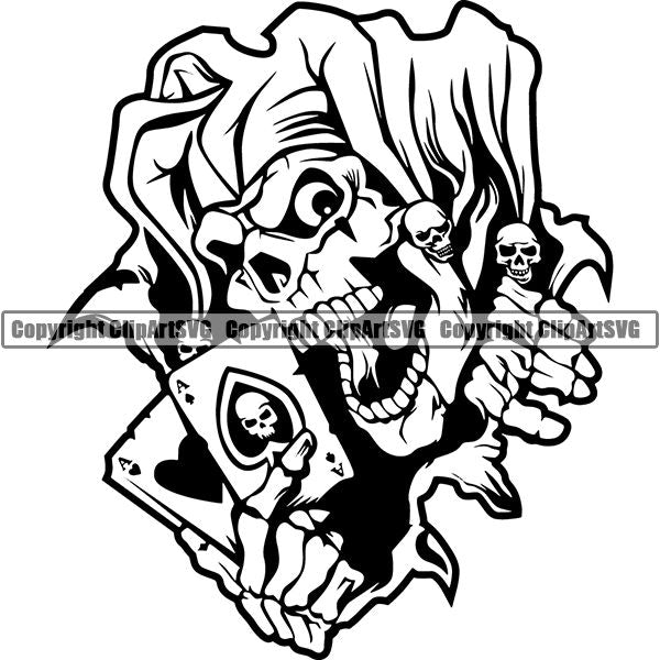 Game Poker Skull ClipArt SVG