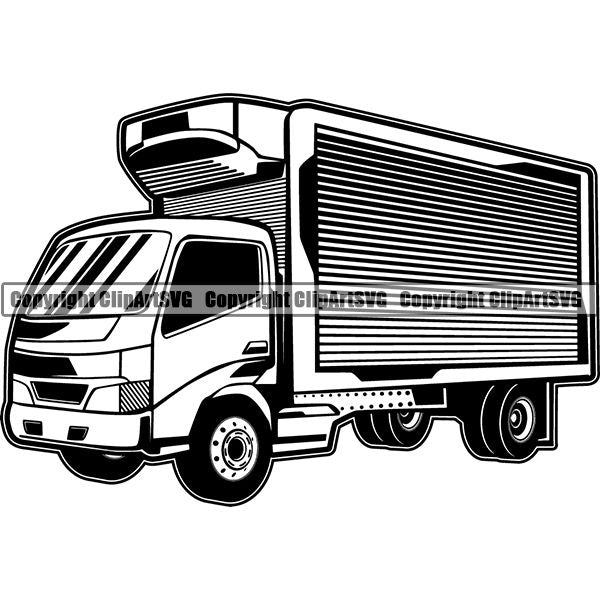 Truck Driver Trucking Trucker Driving Transportation Refrigeration ClipArt SVG