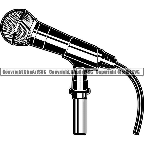 Microphone Mic Audio Music Record Broadcast Podcast Webinar Equipment ClipArt SVG