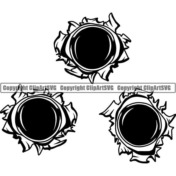 Military Weapon Gun Bullet Holes ClipArt SVG