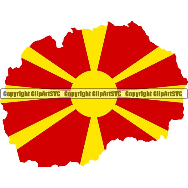 Country Flag Map Macedonia ClipArt SVG