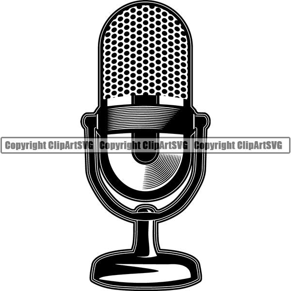 Microphone Mic Audio Music Record Broadcast Podcast Webinar Equipment ClipArt SVG