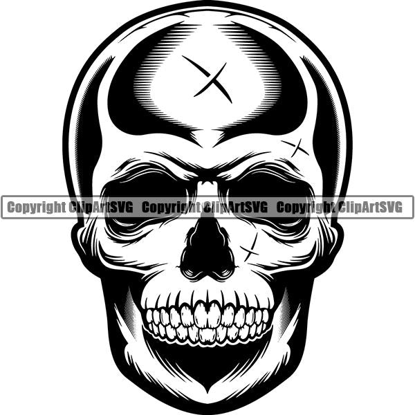 Skull Skeleton Tattoo Tat ClipArt SVG