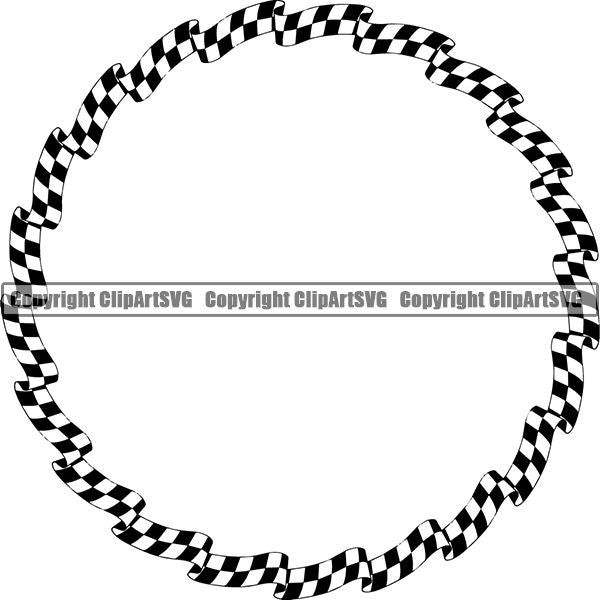Sports Car Motorcycle Run Running Bike Race Racing Racer Race Design Element Frame Border Checkerboard Checkered Checker Wavy Circle ClipArt SVG