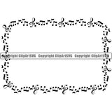 Music Design Element Frame Border Notes Scattered Rectangle ClipArt SVG