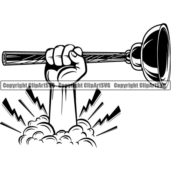 Plumbing Plumber Pipe Repair Service Plunger ClipArt SVG