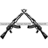Military Weapon Gun Machine Assault Rifle AK-47 ClipArt SVG