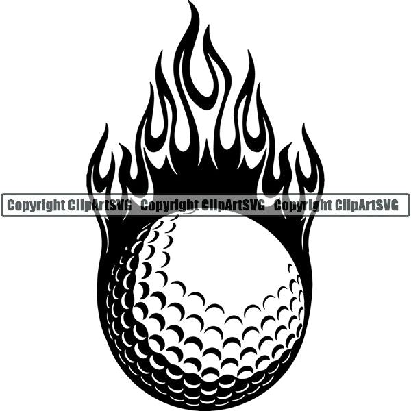 Sports Game Golf Fire ClipArt SVG