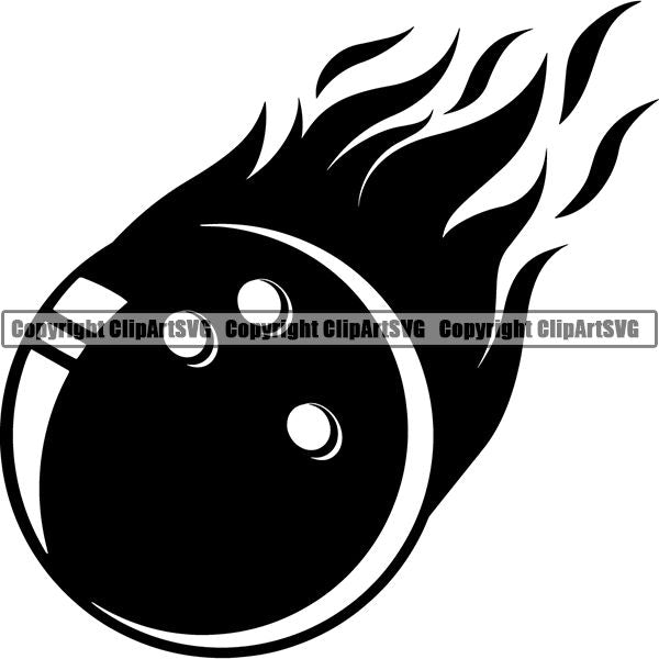 Sports Game Bowling Bowler Bowl Fire ClipArt SVG