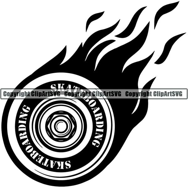 Sports Skateboarding Skateboard Flame ClipArt SVG
