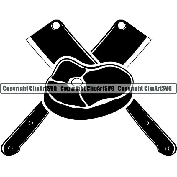 Cooking BBQ Bar-B-Que Barbque Chef Cook Butcher Logo ClipArt SVG