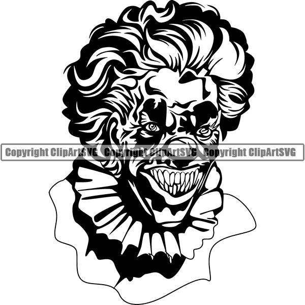 Evil Scary Clown ClipArt SVG