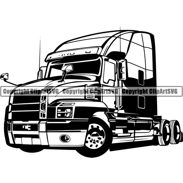 Truck Driver Trucking Trucker Driving Transportation Semi Tractor Trailer Logo ClipArt SVG
