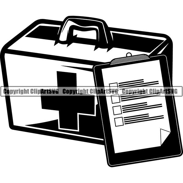 Medical Doctor Nurse Hospital Bag Clipboard ClipArt SVG