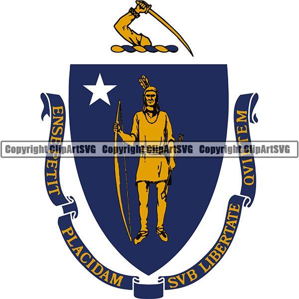 State Flag Square Massachusetts ClipArt SVG