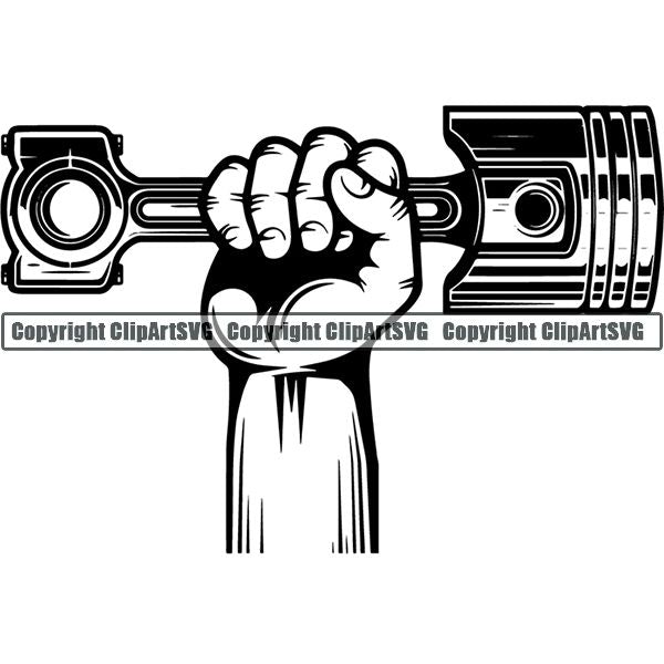 Mechanic Repair Shop Garage Piston Hand ClipArt SVG