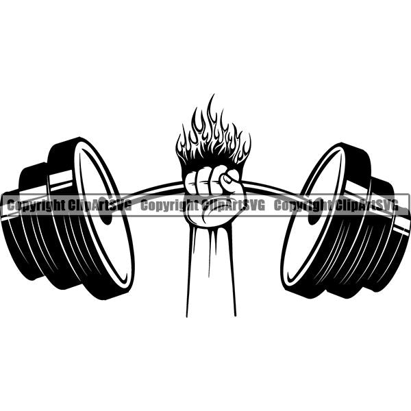 Gym Sports Bodybuilding Fitness Muscle Barbell Curved ClipArt SVG