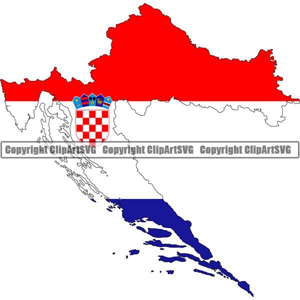 Country Flag Map Croatia ClipArt SVG