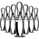 Sports Game Bowling Bowler Bowl Pins Setup ClipArt SVG