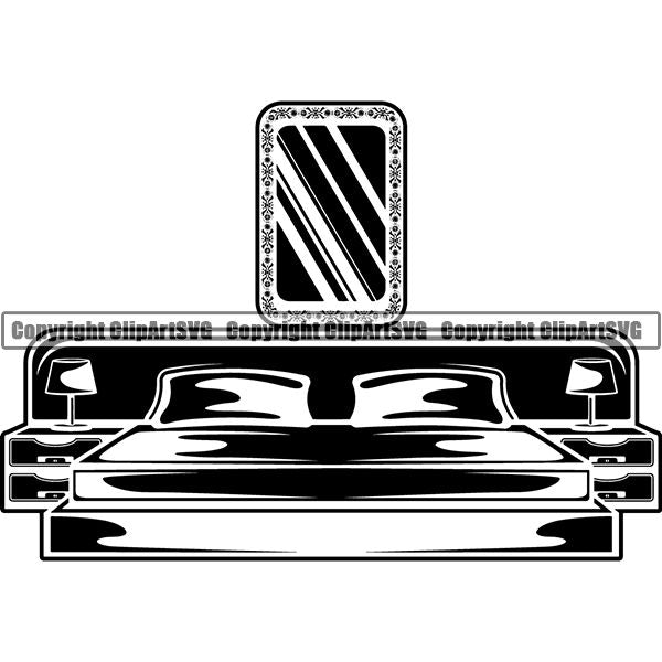 House Furniture Bedroom Set King Bed ClipArt SVG