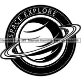 Astronaut Outer Space Shuttle Sci-Fi Science Fiction Planet Saturn ClipArt SVG