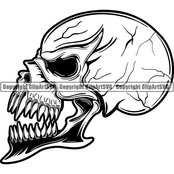 Skull Skeleton Tattoo Tat ClipArt SVG