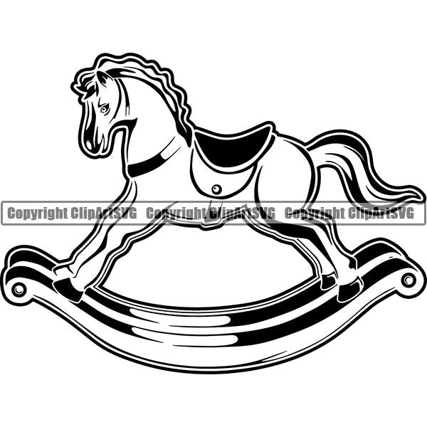 People Family Child Children Kid Toy Rocking Horse ClipArt SVG