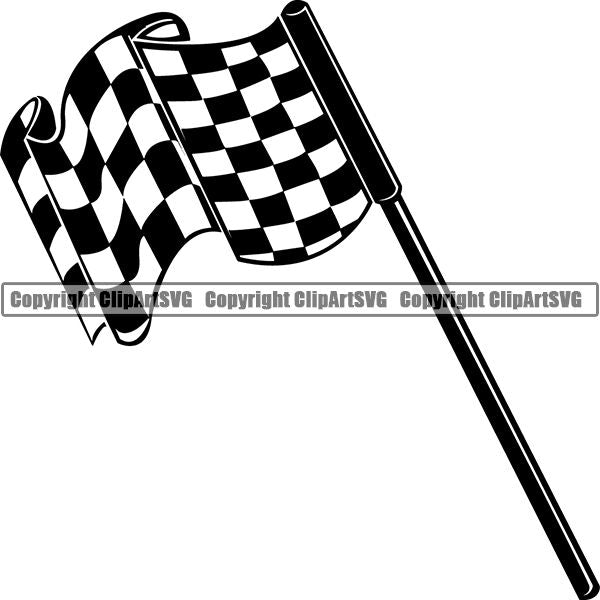 Sports Car Racing Checkered Flag ClipArt SVG