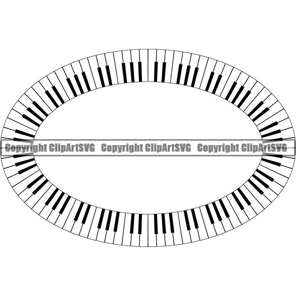 Music Design Element Frame Border Piano Keys Out Oval ClipArt SVG