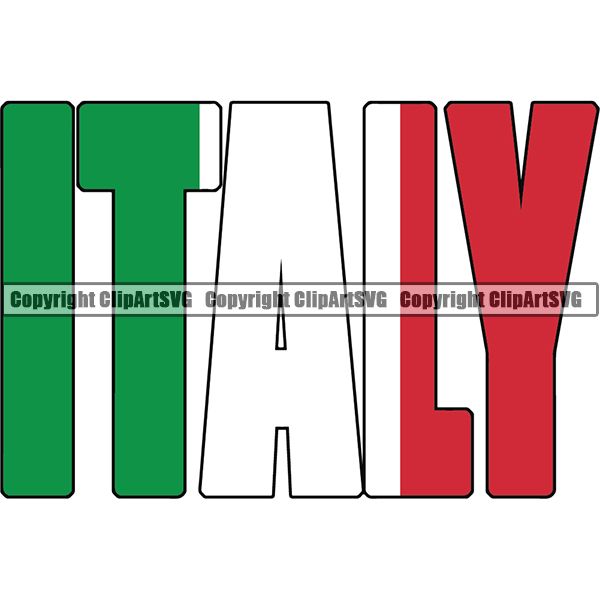 Country Flag Text Name Italy ClipArt SVG