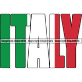 Country Flag Text Name Italy ClipArt SVG