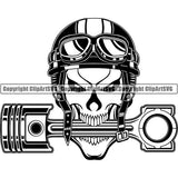 Mechanic Repair Shop Garage Motorcycle Helmet Googles Piston Skull ClipArt SVG