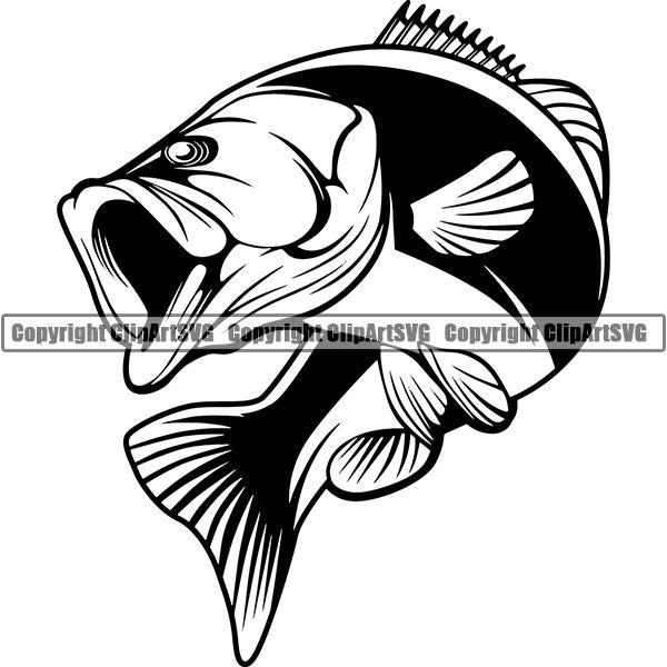 Sports Game Fishing Hunting Fish Hunt Bass ClipArt SVG