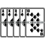 Game Poker Card Royal Flush Flat ClipArt SVG