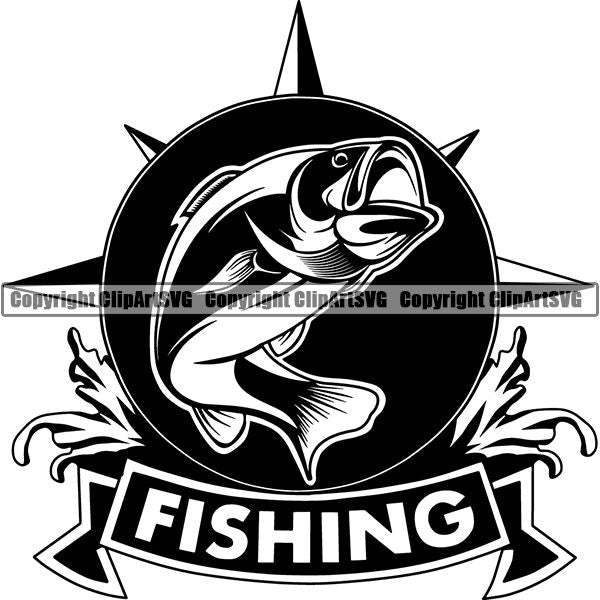 Sports Game Fishing Hunting Fish Hunt Logo ClipArt SVG