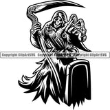 Skull Skeleton Grim Reaper Tattoo Tat ClipArt SVG