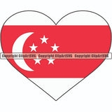 Country Flag Heart Singapore ClipArt SVG