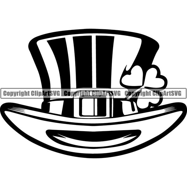 Holiday St Patricks Day Hat 3 Leaf Clover ClipArt SVG