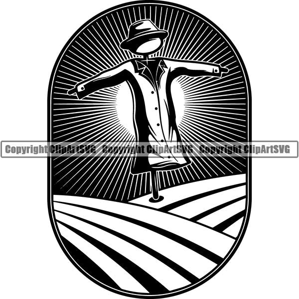 Farming Farmer Farm Organic Scarcrow ClipArt SVG