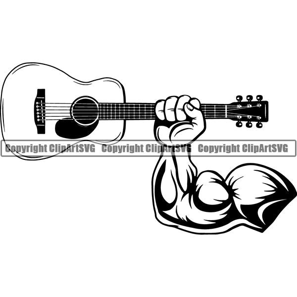 Music Musical Instrument Guitar Acoustic 6mm4d muscle ClipArt SVG