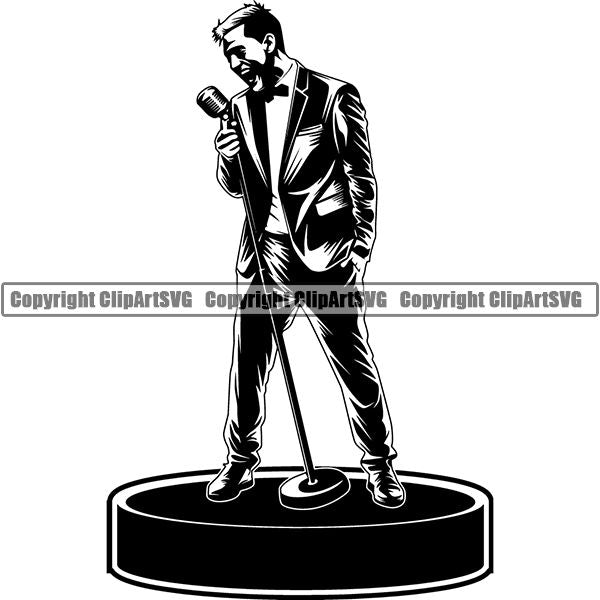 Sing Singing Singer Entertainment Party Music Night Club Nightclub ClipArt SVG