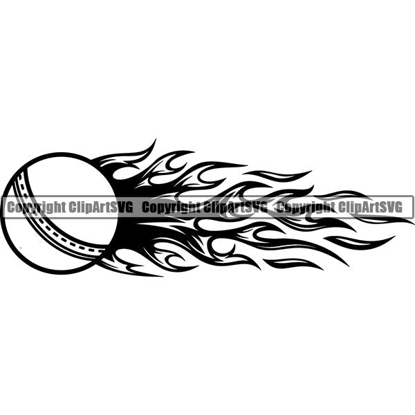 Sports Game Cricket Fire ClipArt SVG