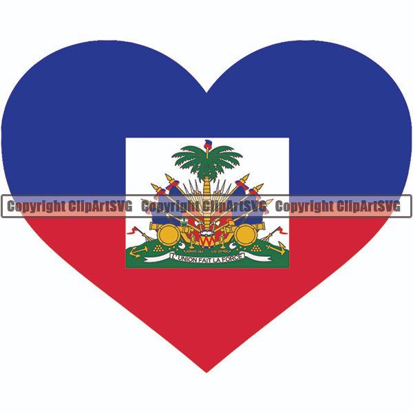 Country Flag Heart Haiti ClipArt SVG