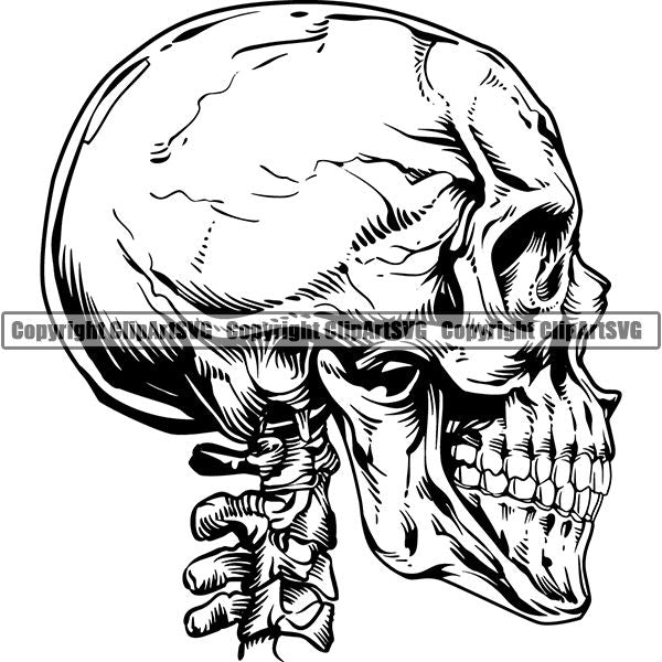 Skull Skeleton Head Tattoo Tat ClipArt SVG